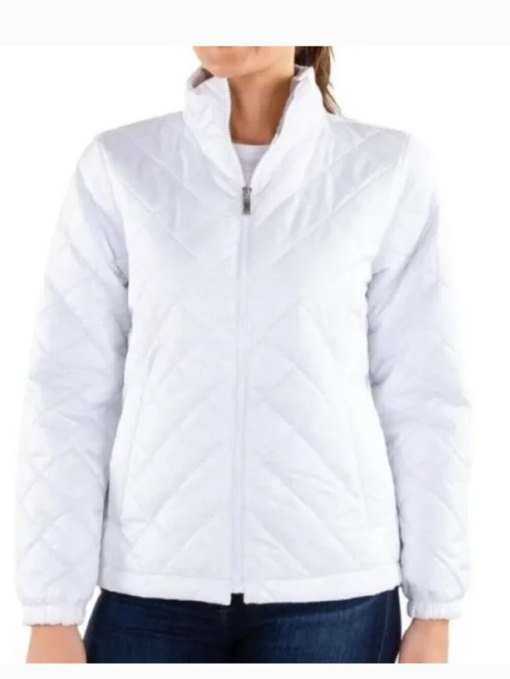 ZeroXPosur Winter Jacket Womens L White Quilted Water Resistant Lined Zip